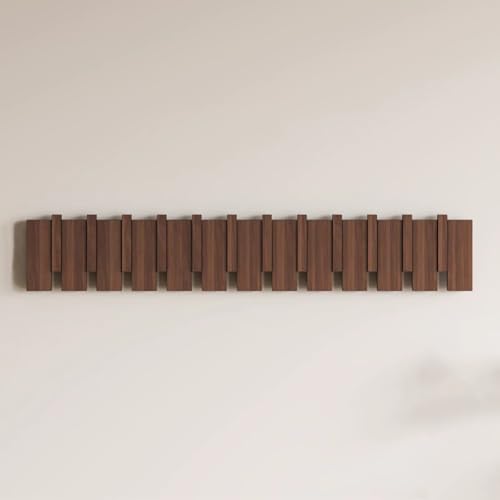 SPYQKHSH Wandgarderobe aus Holz, herunterklappbare Wandhakenleiste mit 6 Haken, moderner Klavier-Wandgarderobenhalter for Eingangsbereich, Badezimmer, Schlafzimmer, Küche(A,84.5cm) von SPYQKHSH