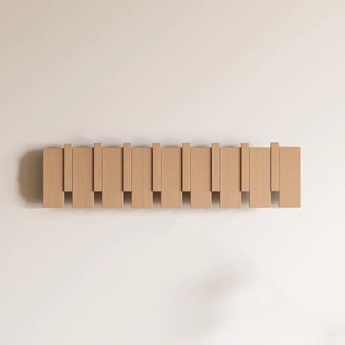 SPYQKHSH Wandgarderobe aus Holz, herunterklappbare Wandhakenleiste mit 6 Haken, moderner Klavier-Wandgarderobenhalter for Eingangsbereich, Badezimmer, Schlafzimmer, Küche(B,58cm) von SPYQKHSH