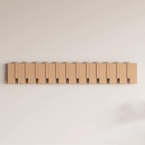 SPYQKHSH Wandgarderobe aus Holz, herunterklappbare Wandhakenleiste mit 6 Haken, moderner Klavier-Wandgarderobenhalter for Eingangsbereich, Badezimmer, Schlafzimmer, Küche(B,84.5cm) von SPYQKHSH