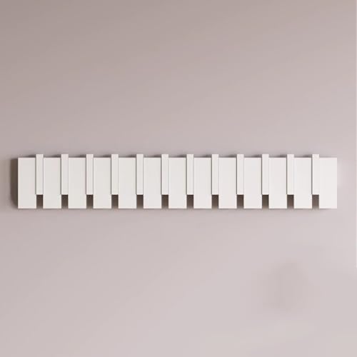 SPYQKHSH Wandgarderobe aus Holz, herunterklappbare Wandhakenleiste mit 6 Haken, moderner Klavier-Wandgarderobenhalter for Eingangsbereich, Badezimmer, Schlafzimmer, Küche(C,84.5cm) von SPYQKHSH