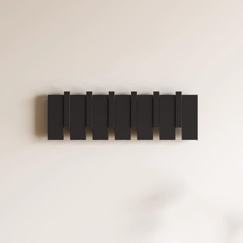 SPYQKHSH Wandgarderobe aus Holz, herunterklappbare Wandhakenleiste mit 6 Haken, moderner Klavier-Wandgarderobenhalter for Eingangsbereich, Badezimmer, Schlafzimmer, Küche(D,45cm) von SPYQKHSH