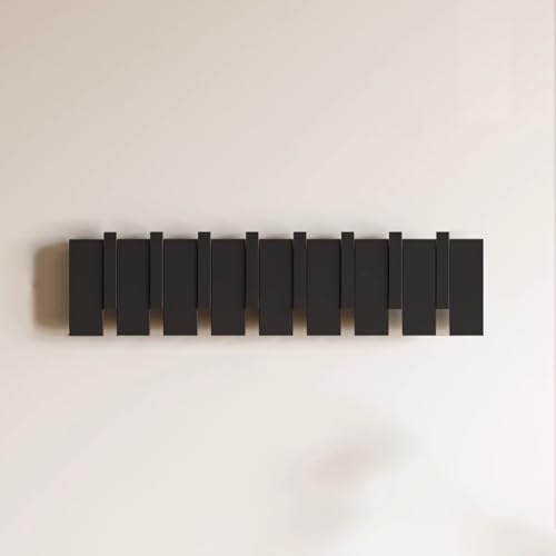 SPYQKHSH Wandgarderobe aus Holz, herunterklappbare Wandhakenleiste mit 6 Haken, moderner Klavier-Wandgarderobenhalter for Eingangsbereich, Badezimmer, Schlafzimmer, Küche(D,58cm) von SPYQKHSH