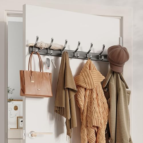 SPYQKHSH Wandgarderobe mit 7 Haken, moderner Metallbügel for Mäntel, Hüte, Taschen, Schlüssel, Handtücher – ideal for Flur, Badezimmer, Küche, Büro von SPYQKHSH