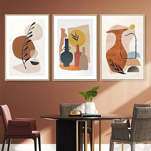 Set Mit 3 Abstrakten Pinsel-Orange-Leinwandgemälden Im Boho-Stil Wandkunst Poster und Druck Bilder für Wohnzimmer Schlafzimmer Küche Inneneinrichtung Heim Dekoration-40*60Cm / 16*24 Zoll (Ohne Rahmen) von SPanN