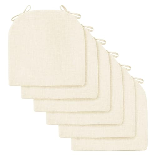 2/4/6er Set Sitzkissen Stuhl Waschbares Stuhlkissen mit Bindeband 40x40/45x45/50x50cm Rutschfestes Sitzpolster halbrund geeignet for Gartenstuhl, Esszimmerstuhl oder Bürostuhl(Beige,6pcs:45x45x5cm) von SPeesy