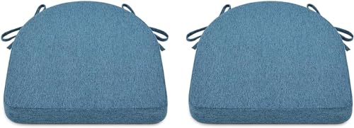 2/4/6er Set Sitzkissen Stuhl Waschbares Stuhlkissen mit Bindeband 40x40/45x45/50x50cm Rutschfestes Sitzpolster halbrund geeignet for Gartenstuhl, Esszimmerstuhl oder Bürostuhl(Blue,2pcs:40x40x5cm) von SPeesy
