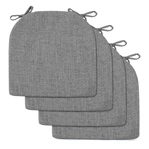 2/4/6er Set Sitzkissen Stuhl Waschbares Stuhlkissen mit Bindeband 40x40/45x45/50x50cm Rutschfestes Sitzpolster halbrund geeignet for Gartenstuhl, Esszimmerstuhl oder Bürostuhl(Dark gray,4pcs:50x50x5cm von SPeesy