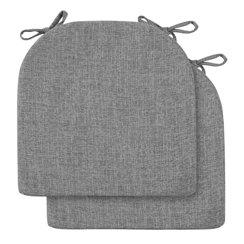2/4/6er Set Sitzkissen Stuhl Waschbares Stuhlkissen mit Bindeband 40x40/45x45/50x50cm Rutschfestes Sitzpolster halbrund geeignet for Gartenstuhl, Esszimmerstuhl oder Bürostuhl(Dark gray,2pcs:40x40x5cm von SPeesy