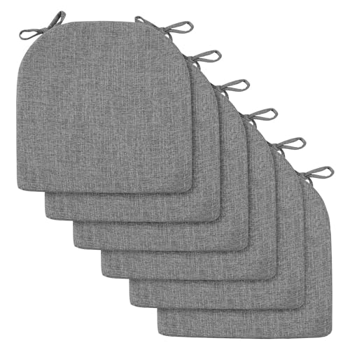 2/4/6er Set Sitzkissen Stuhl Waschbares Stuhlkissen mit Bindeband 40x40/45x45/50x50cm Rutschfestes Sitzpolster halbrund geeignet for Gartenstuhl, Esszimmerstuhl oder Bürostuhl(Dark gray,6pcs:43x42x5cm von SPeesy
