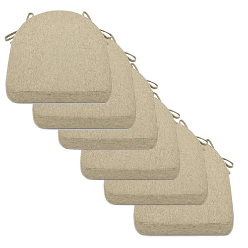 2/4/6er Set Sitzkissen Stuhl Waschbares Stuhlkissen mit Bindeband 40x40/45x45/50x50cm Rutschfestes Sitzpolster halbrund geeignet for Gartenstuhl, Esszimmerstuhl oder Bürostuhl(Khaki,6pcs:40x40x5cm) von SPeesy