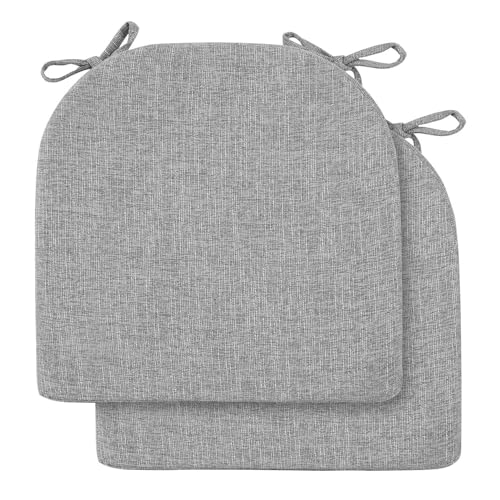 2/4/6er Set Sitzkissen Stuhl Waschbares Stuhlkissen mit Bindeband 40x40/45x45/50x50cm Rutschfestes Sitzpolster halbrund geeignet for Gartenstuhl, Esszimmerstuhl oder Bürostuhl(Light gray,2pcs:43x42x5c von SPeesy