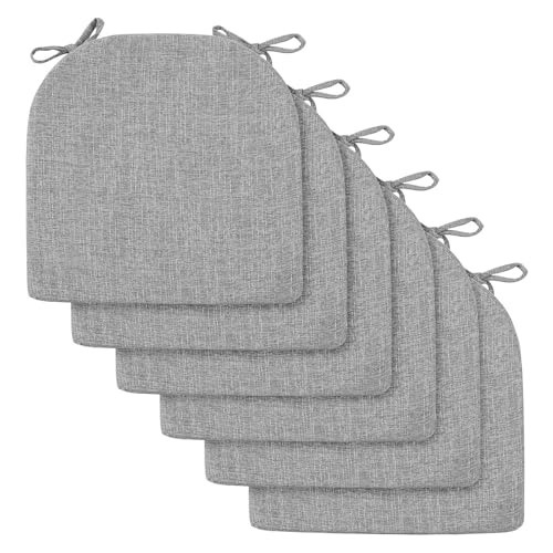 2/4/6er Set Sitzkissen Stuhl Waschbares Stuhlkissen mit Bindeband 40x40/45x45/50x50cm Rutschfestes Sitzpolster halbrund geeignet for Gartenstuhl, Esszimmerstuhl oder Bürostuhl(Light gray,6pcs:43x42x5c von SPeesy
