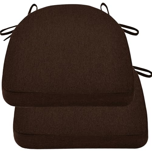 2/4/6er Set Sitzkissen Stuhl Waschbares Stuhlkissen mit Bindeband 40x40/45x45/50x50cm Rutschfestes Sitzpolster halbrund geeignet for Gartenstuhl, Esszimmerstuhl oder Bürostuhl(Light coffee,2pcs:43x42x von SPeesy