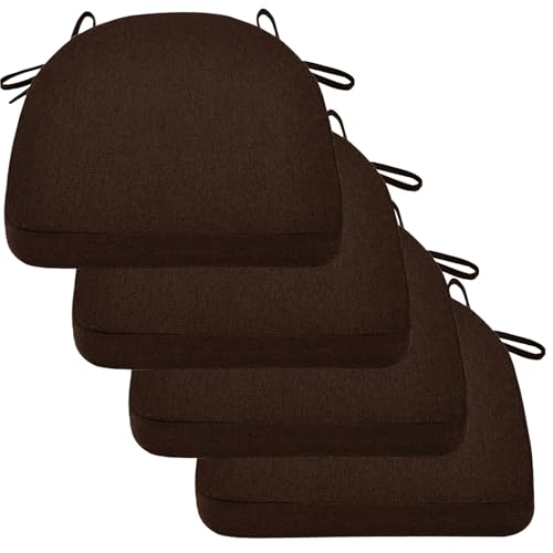 2/4/6er Set Sitzkissen Stuhl Waschbares Stuhlkissen mit Bindeband 40x40/45x45/50x50cm Rutschfestes Sitzpolster halbrund geeignet for Gartenstuhl, Esszimmerstuhl oder Bürostuhl(Light coffee,4pcs:40x40x von SPeesy