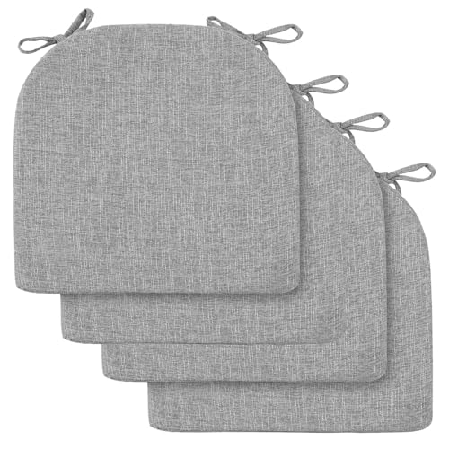 2/4/6er Set Sitzkissen Stuhl Waschbares Stuhlkissen mit Bindeband 40x40/45x45/50x50cm Rutschfestes Sitzpolster halbrund geeignet for Gartenstuhl, Esszimmerstuhl oder Bürostuhl(Light gray,4pcs:40x40x5c von SPeesy