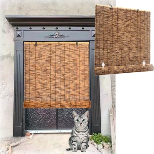 Bambus Rollo Bambusrollo Jalousien Raffrollo Schilf Vorhang Natur Vorhänge Aussenbereich Wetterfest Sichtschutz Sonnenschutz Anti-UV für Terrasse/Garten/Balkon/Küche 40x140cm 60x160cm 80x200cm (Farbe von SPeesy