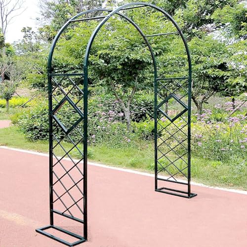 Gartenbogen Metall Torbogen Wetterfest Rosenbogen Breit 140CM 180CM 200CM 220CM 260CM 280CM 300CM 340CM Rankhilfe Rankgitter Rosengestell Rankbogen Für Rankpflanzen (Color : Schwarz, Size : 200x230x von SPeesy