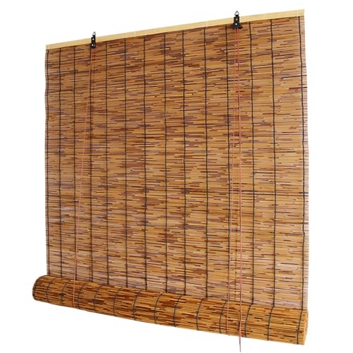 SPeesy Raffrollo Bambus Rollo Retro Bambusrollo Breit 50cm 60cm 70cm 80cm 100cm 110cm 140cm 150cm Outdoor Sonnenschutz Und Sichtschutz Seitenzugrollo Für Balkon, Terrasse, Garten von SPeesy
