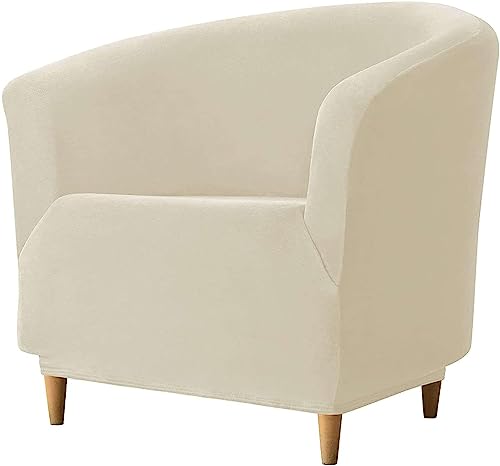 Sesselbezug Stretch Sesselhusse 1 Sitzer Tub Chair Cover Jacquard Husse für Clubsessel Rutschfester Mit Elastischer Unterseite Sesselhusse Maschinenwaschbar-Creme (Color : #27) von SPeesy