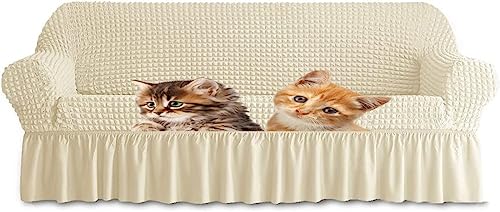 Stretch Rüschen Sofabezug1 Stück Sofaüberwurf mit Rock mit 1-Sitzer 2-Sitzer und 3-Sitzer waschbar hochelastisch dehnbar Sofaschoner Einfach anzubringender universeller Möbelschutz für das Wohnzimmer von SPeesy