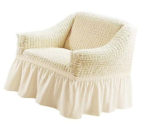 Stretch Rüschen Sofabezug1 Stück Sofaüberwurf mit Rock mit 1-Sitzer 2-Sitzer und 3-Sitzer waschbar hochelastisch dehnbar Sofaschoner Einfach anzubringender universeller Möbelschutz für das Wohnzimmer von SPeesy