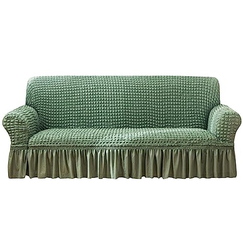 Stretch Rüschen Sofabezug1 Stück Sofaüberwurf mit Rock mit 1-Sitzer 2-Sitzer und 3-Sitzer waschbar hochelastisch dehnbar Sofaschoner Einfach anzubringender universeller Möbelschutz für das Wohnzimmer von SPeesy