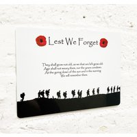 Lest We Forget Flanders Field - Military Poppy Schild Wand Kunst Metall Erinnerung Aluminium von SQ4Upersonalised