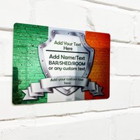 Personalisierte Bar Schild - Spiegel Irland Flagge Bedruckter Metallschild Wandkunst Namen Hinzufügen von SQ4Upersonalised