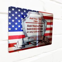 Personalisiertes Bar Schild - Amerika Spiegel Flagge Amerikanisch Gedruckt Metall Wand Kunst Name Hinzufügen von SQ4Upersonalised