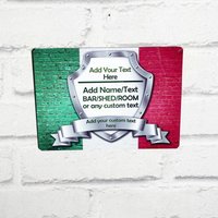 Personalisiertes Bar Schild - Italien Flagge Italienisch Gedrucktes Metallschild Wand Kunst Name Hinzufügen von SQ4Upersonalised