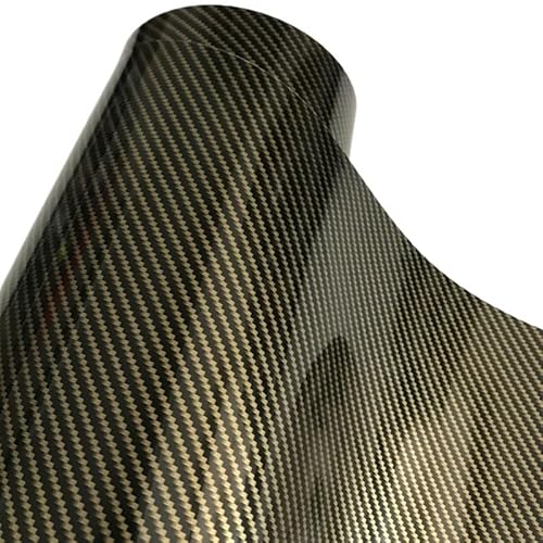 SQIANKUN Autofolie 50x300cm Gold Diagonal 2D Carbon Fiber Glänzend Carbon Faser Vinyl Film Auto Wrap Folie Mit Air Release Auto Folie(Gold Diagonal,10cm x 152cm) von SQIANKUN