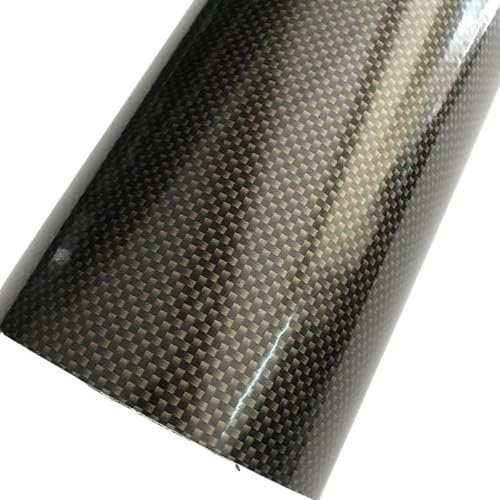 SQIANKUN Autofolie 50x300cm Gold Diagonal 2D Carbon Fiber Glänzend Carbon Faser Vinyl Film Auto Wrap Folie Mit Air Release Auto Folie(Gold Square,50cm x 152cm) von SQIANKUN