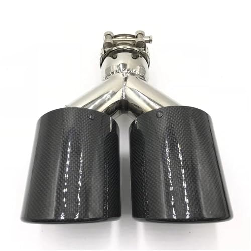 Endrohr Endstuck 1 Stücke Dual Auspuff Spitze Glänzend Carbon Faser Schwanz Spitze Auspuffrohr Schwanz Quad Auspuff Schalldämpfer Spitze Auto Auspuffrohr(76 IN 101 Out) von SQIFBA