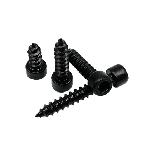 SQING 10/50 Stück M2 M2.6 M3 M3.5 M4 M5 M6 Schwarzer Kohlenstoffstahl Sechskant Innensechskantkappe Rundkopf Selbstschneidende Holzschraube L=4-50mm(35mm,M4 10pcs) von SQING