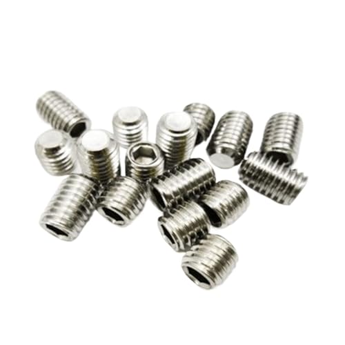 SQING 10-50 Stück DIN913 M2 M2.5 M3 M4 M5 M6 M8 M10 M12 304 Edelstahl Madenschrauben Flachspitze Innensechskant-Satz Madenschrauben(12mm,M4 50pcs) von SQING