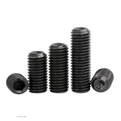 SQING 10-50 Stück M1.6 M2 M2.5 M3 M3.5 M4 M5 M6 M8 DIN916 Klasse 12.9 Schwarz beschichteter Kohlenstoffstahl Innensechskant-Stellschrauben Madenschraube(X5mm,M2 50pcs) von SQING