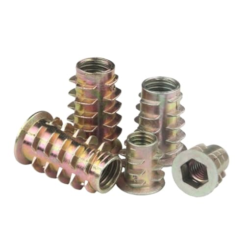 SQING 10 teile/los 1/4-20UNC 5/16-18UNC 3/8-16UNC Zink-legierung Gewinde for Holz Einsatz Mutter Flansch Hex stick Kopf Möbel Muttern(1-4-20UNC,Length 20mm) von SQING
