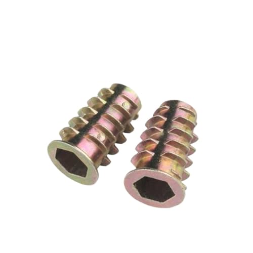 SQING 100-1000 Stück M4 M5 M6 M8 M10 Gewinde aus Zinklegierung for Holzeinsatzmuttern mit Flansch und Sechskant-Antriebskopf for Möbelmuttern(M8x13 100pcs) von SQING