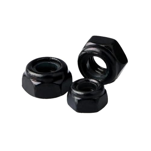 SQING 2/10 Stück DIN985 M2 M2.5 M3 M4 M5 M6 M8 M10 M12 Schwarz 304 Edelstahl Sechskant Selbstsichernde Kontermutter Nyloneinsatz Kontermutter(10pcs M6) von SQING