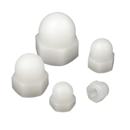 SQING 2-50 STK DIN1587 Nylon-Hutmutter M3 M4 M5 M6 M8 M10 M12 M14 M16 Schwarze oder weiße Kunststoff-Hutmuttern Dekorative Hutmutter(White,M10 10PCS) von SQING
