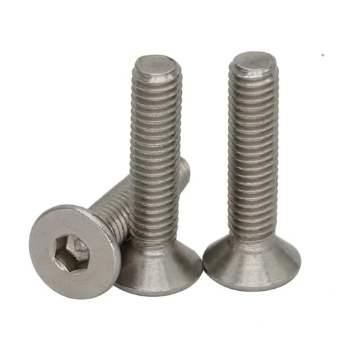 SQING 2#-56 4#-40 6#-32 8#-32 10#-24 304 Edelstahl US UNC Gewindebolzen Sechskant Innensechskant Flache Senkkopf CSK Kopfschraube(1/2",20Pcs 6-32) von SQING