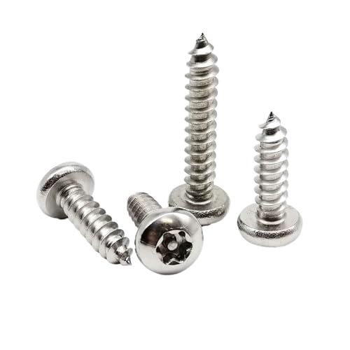 SQING 20 Stück M2.9 M3.5 M3.9 M4.2 M4.8 304 Edelstahlstift Sechslappenpfanne Rundkopf Diebstahlsicherung Selbstschneidende Holzschraube(M2.9x16mm) von SQING