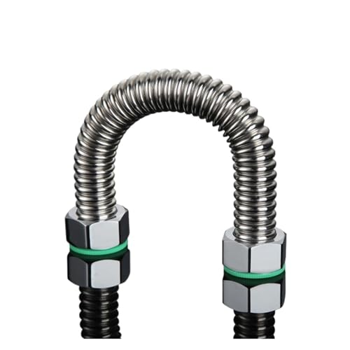SQING 3/4" Wellrohr 304 Edelstahl Warmwasserbereiter Einlassschlauch Wasser Heißes Und Kaltes Metall Erweiterte Explosionsgeschützte Wasserleitung(100cm) von SQING