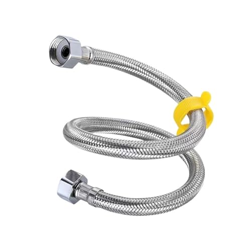 SQING 304 Edelstahl Wasserhahn Geflochtene Wasserleitung 1/2 Zoll Warm- und Kaltwasserhahn Flexibler Zulaufschlauch Heizungsanschlussrohr A2(60cm-5pcs) von SQING