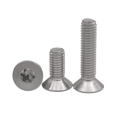 SQING 5/50 Stück M1.6 M2 M2.5 M3 M4 M5 M6 M8 M10 304 A2-70 Edelstahl GB2673 Sechslappen-Torx-Senkkopfschraube Sechslappenbolzen(16mm,M2 50pcs) von SQING