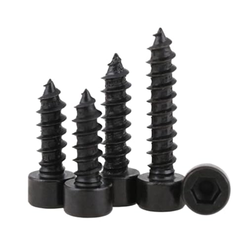 SQING 5–50 Stück/Los M1.7 M2 M2.3 M2.6 M3 M3.5 M4 M5 M6 Kohlenstoffstahl Cup Head Schwarz Hexagon Innensechskant Selbstschneidende Schrauben(5mm,M4 20pcs) von SQING