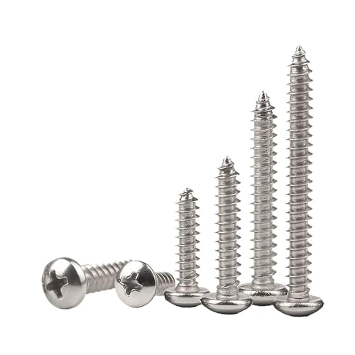 SQING M1 M1.2 M1.4 M1.7 M2 M2.2 M2.6 M3 M3.5 M4 M5 M6 Kleine selbstschneidende Kreuzschlitzschraube aus Edelstahl 304 mit rundem Kopf(12mm,M2.6 x 50pieces) von SQING