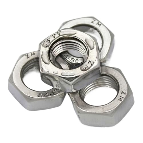 SQING M2 M2,5 M3 M4 M5 M6 DIN934 316 Edelstahlmuttern 316ss Sechskant-Sechskant-Sechskantmutter mit vollem metrischem Gewinde(60pcs M4) von SQING
