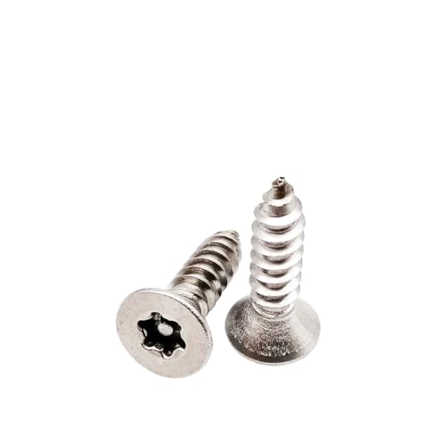 SQING M2 M2.3 M2.6 M3 M4 M5 304 Edelstahlstift Sechslappen Flachsenkkopf Manipulationssichere Sicherheit Selbstschneidende Holzschraube(18mm,M3 50pcs) von SQING