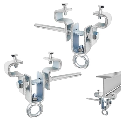 2 Stück Verstellbare Stahlträger Befestigung, Kranhaken, Trägerklemme für Schwere Säcke Hält 204KG - Einstellbar von 65 mm bis 225 mm, für Vielseitige Anwendungen - Robust und Einfach zu Bedienen von SQLJYU